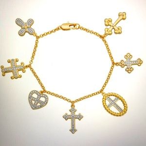 Diamond Accent Cross Charm Bracelet   BJ104